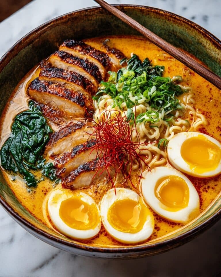 Fiery Chicken Ramen With Creamy Garlic Sauce Recipe