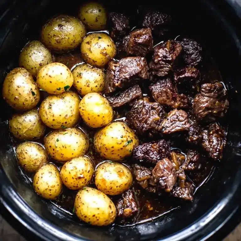 crockpot garlic butter beef bites with potatoes Recipe