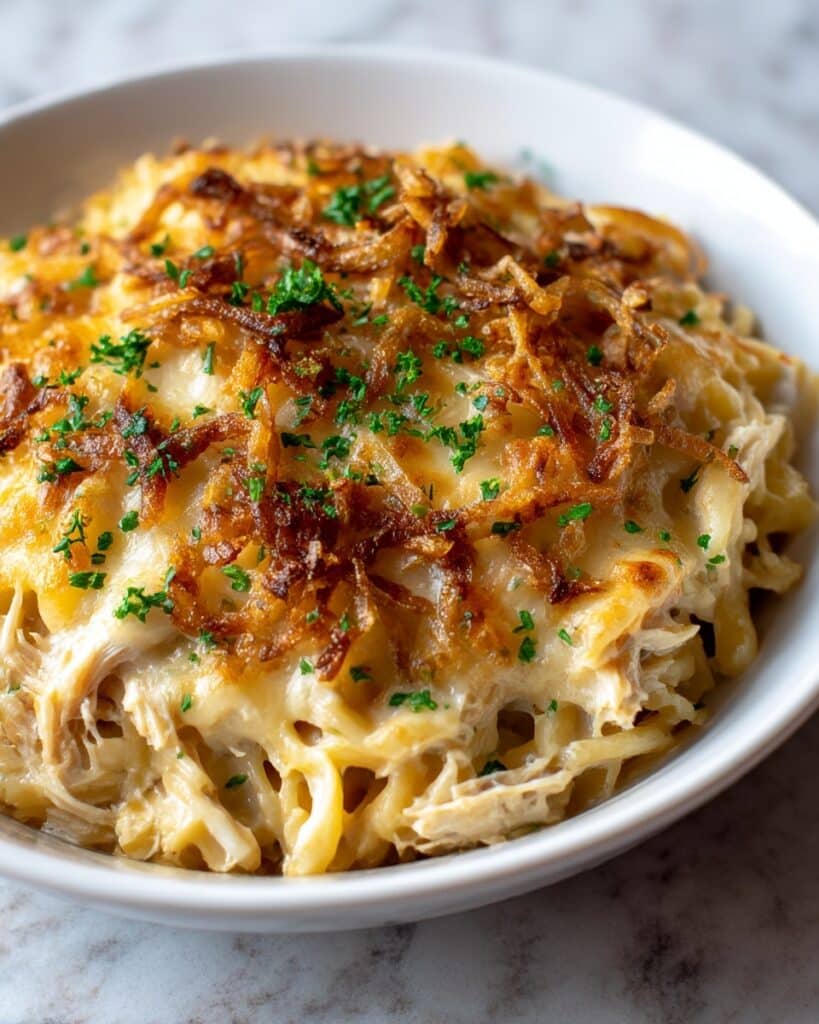 French Onion Chicken Orzo Casserole Recipe