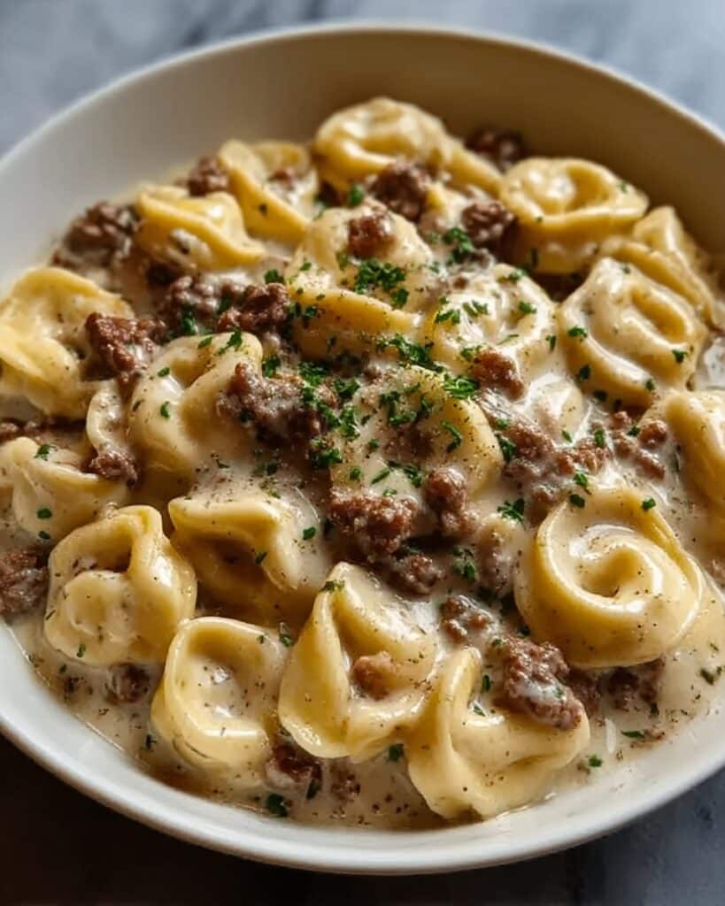 Cheesesteak Tortellini in Rich Provolone Sauce Recipe
