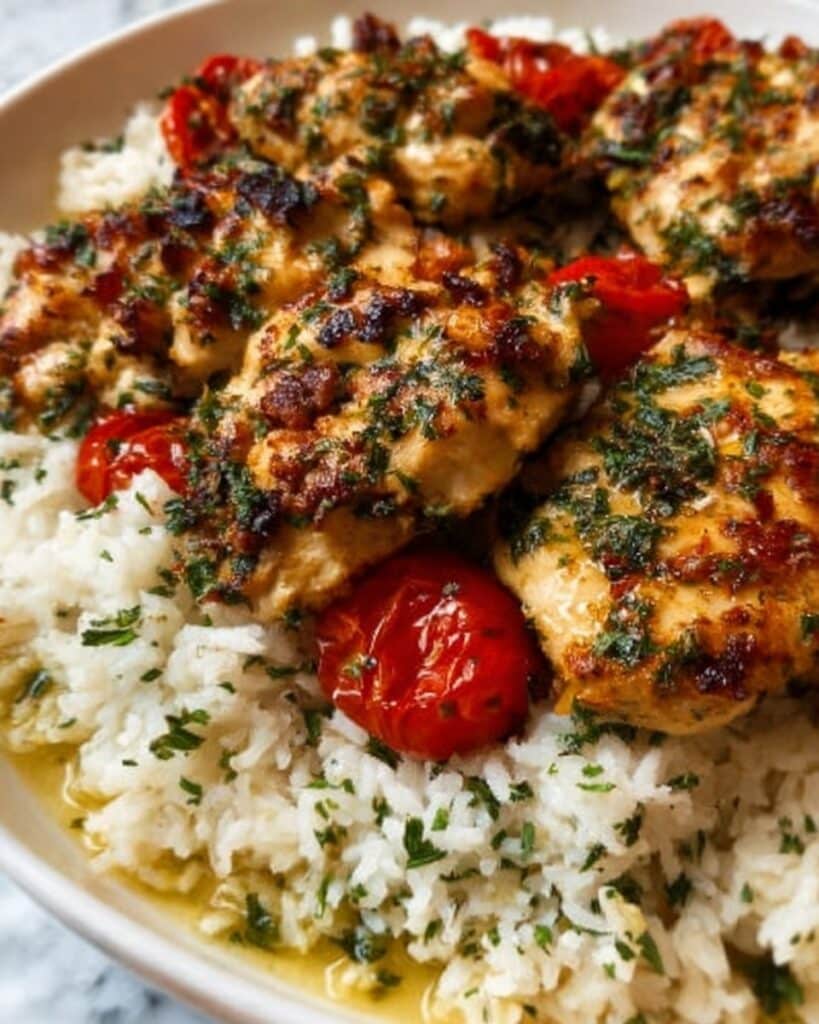 Chicken Scampi with Garlic Parmesan Rice Recipe