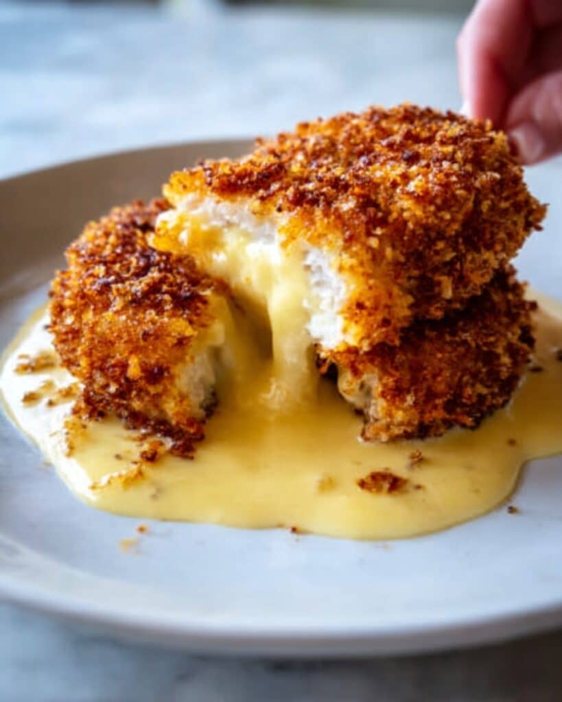 Savory Pretzel Chicken with Mustard-Cheddar Sauce Recipe