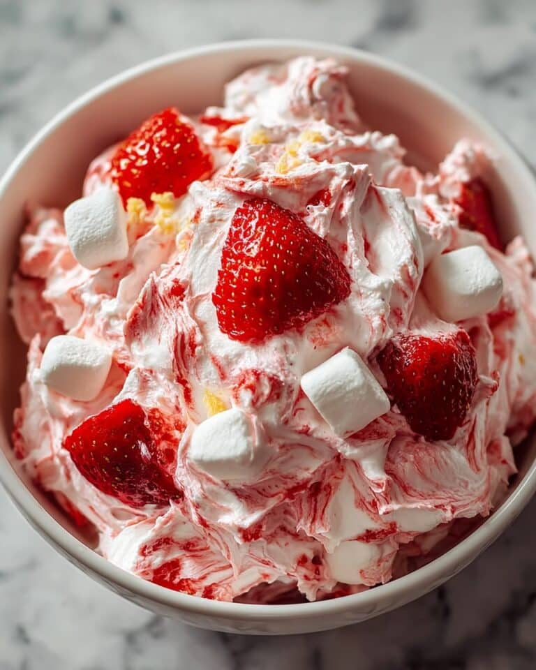 Creamy Strawberry Fluff Salad with Fresh Fruits and Marshmallows Recipe