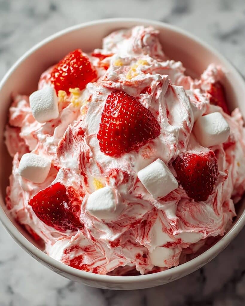Creamy Strawberry Fluff Salad with Fresh Fruits and Marshmallows Recipe