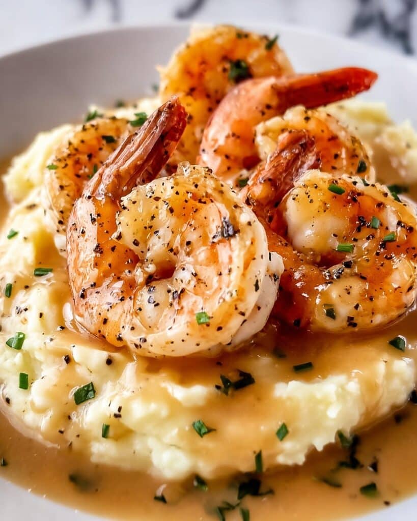 Creamy Garlic Shrimp Over Mashed Potatoes Recipe