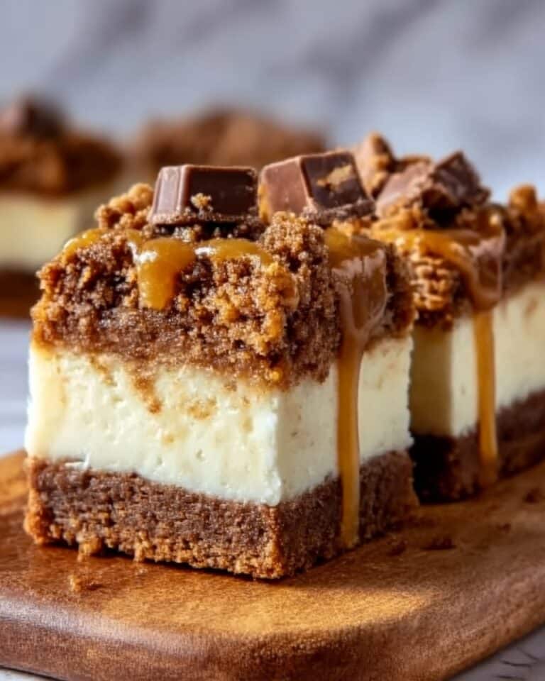 Decadent Salted Caramel Butterfinger Cheesecake Bars Recipe
