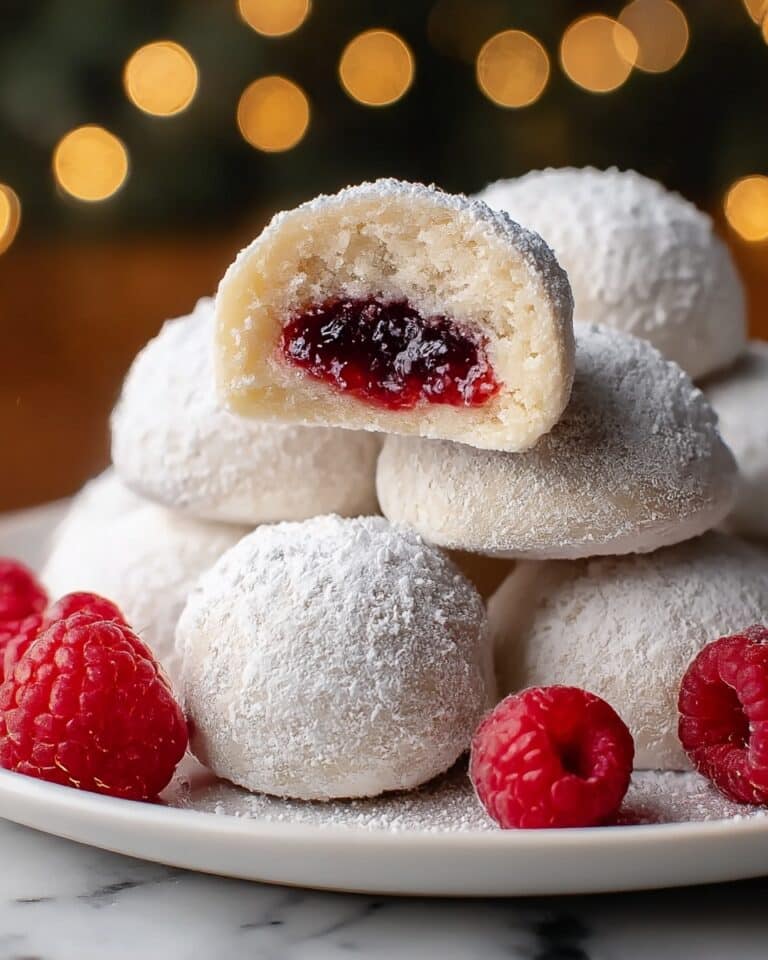 Raspberry-Filled Almond Snowball Cookies Recipe
