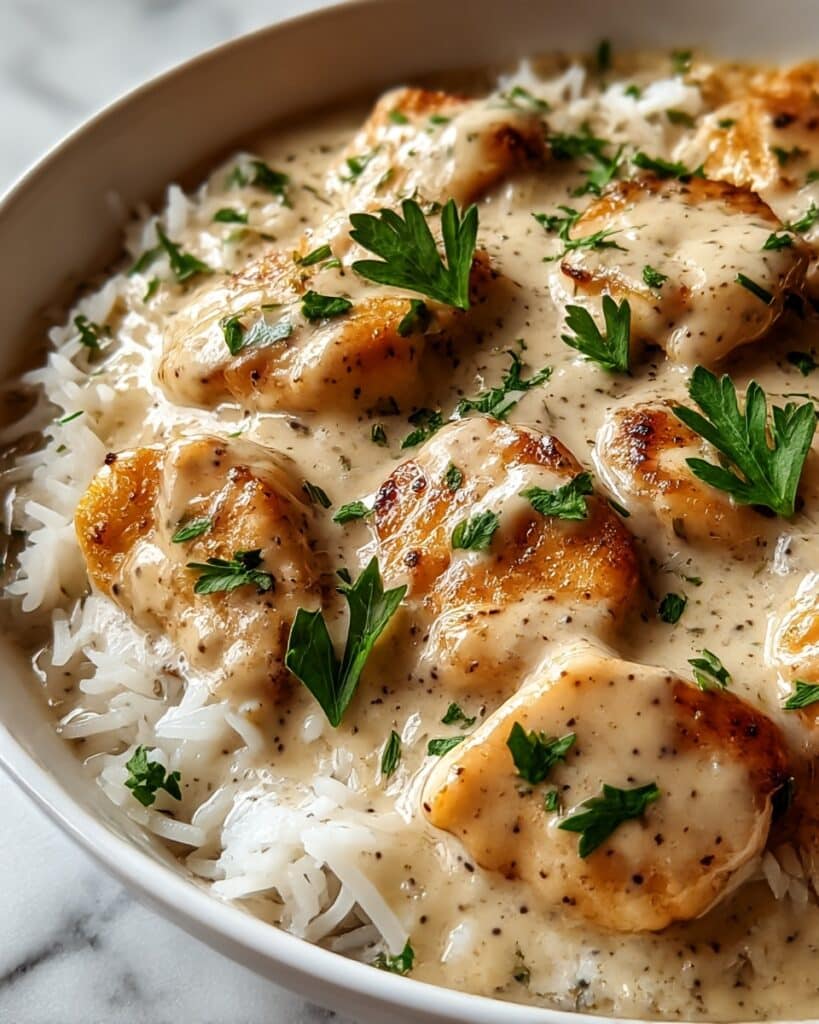 Creamy Smothered Chicken & Rice Recipe