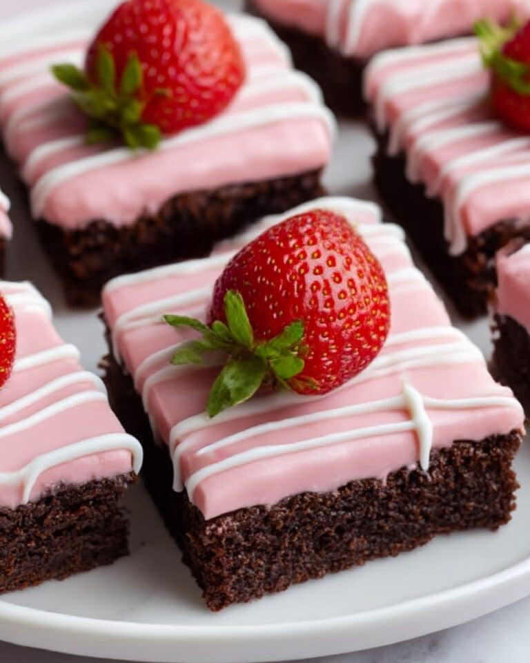 Strawberry Frosted Heart-Shaped Brownies Recipe